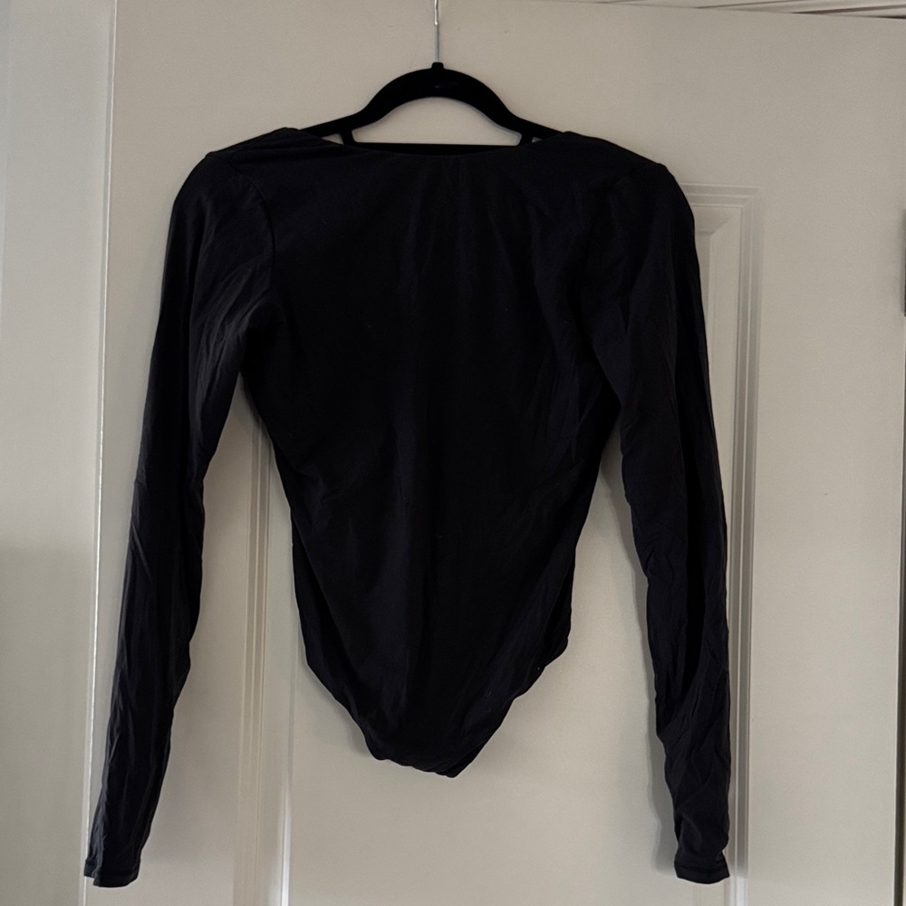 Skims Black Long Sleeve Bodysuit